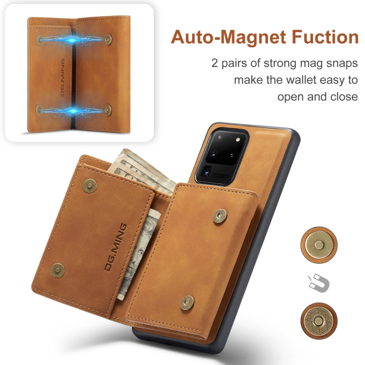 For Samsung Galaxy S20 Ultra DG.MING M1 Series 3-Fold Multi Card Wallet  Back Cover Shockproof Case with Holder Function(Brown) - Galaxy Phone Cases by DG.MING | Online Shopping UK | buy2fix