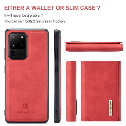 For Samsung Galaxy S20 Ultra DG.MING M1 Series 3-Fold Multi Card Wallet Back Cover Shockproof Case with Holder Function(Red) by DG.MING