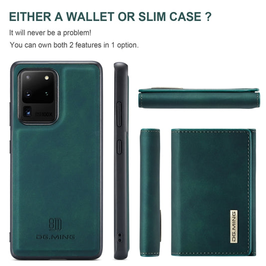 For Samsung Galaxy S20 Ultra DG.MING M1 Series 3-Fold Multi Card Wallet Back Cover Shockproof Case with Holder Function(Green) by DG.MING