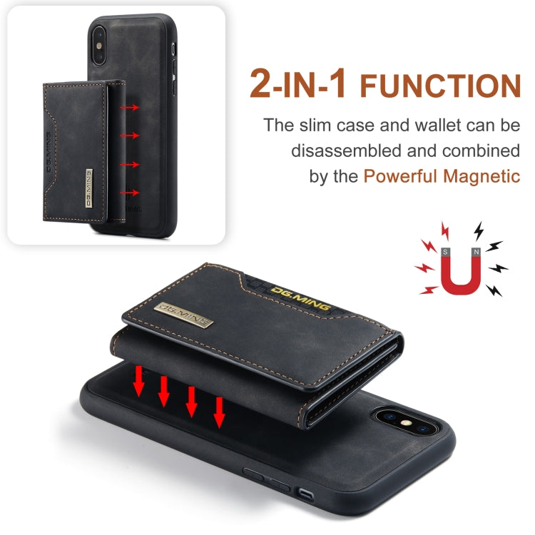 DG.MING M2 Series 3-Fold Multi Card Bag Back Cover Shockproof Case with Wallet & Holder Function For iPhone X(Black) by DG.MING