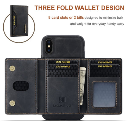 DG.MING M2 Series 3-Fold Multi Card Bag Back Cover Shockproof Case with Wallet & Holder Function For iPhone X(Black) by DG.MING