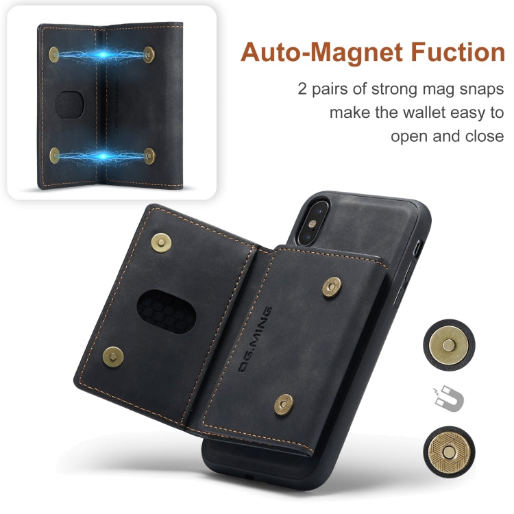 DG.MING M2 Series 3-Fold Multi Card Bag Back Cover Shockproof Case with Wallet & Holder Function For iPhone X(Black) by DG.MING