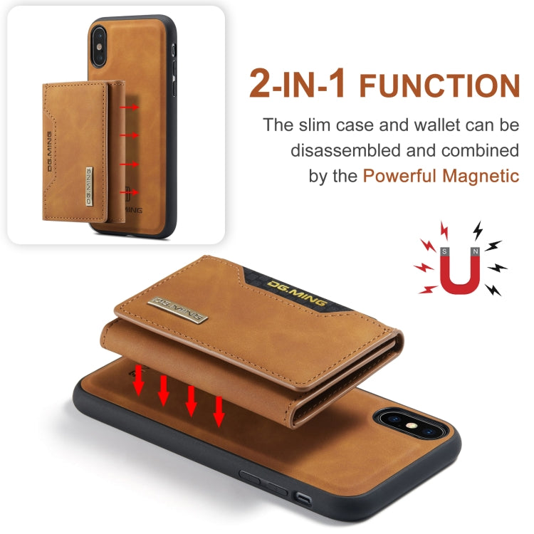 DG.MING M2 Series 3-Fold Multi Card Bag Back Cover Shockproof Case with Wallet & Holder Function For iPhone X(Brown) by DG.MING