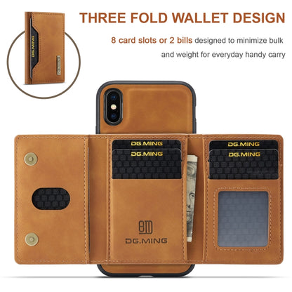 DG.MING M2 Series 3-Fold Multi Card Bag Back Cover Shockproof Case with Wallet & Holder Function For iPhone X(Brown) by DG.MING