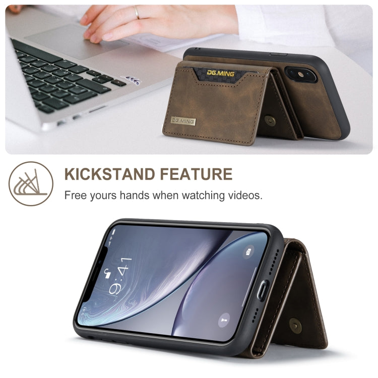 DG.MING M2 Series 3-Fold Multi Card Bag Back Cover Shockproof Case with Wallet & Holder Function For iPhone X(Coffee) by DG.MING