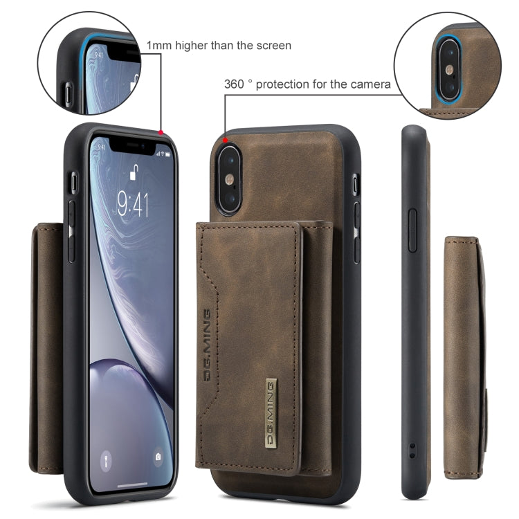 DG.MING M2 Series 3-Fold Multi Card Bag Back Cover Shockproof Case with Wallet & Holder Function For iPhone X(Coffee) by DG.MING