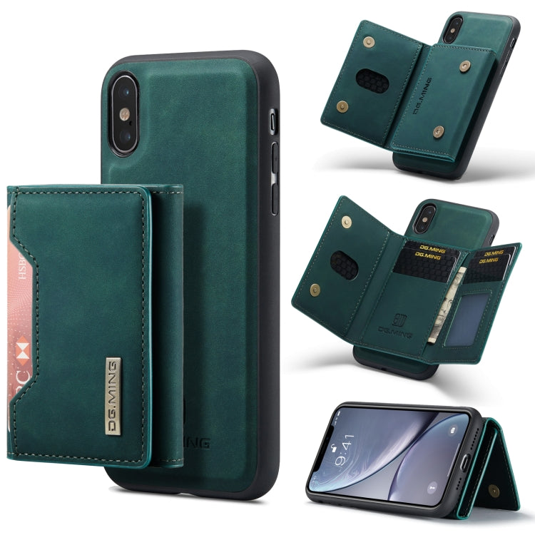 DG.MING M2 Series 3-Fold Multi Card Bag Back Cover Shockproof Case with Wallet & Holder Function For iPhone X(Green) by DG.MING