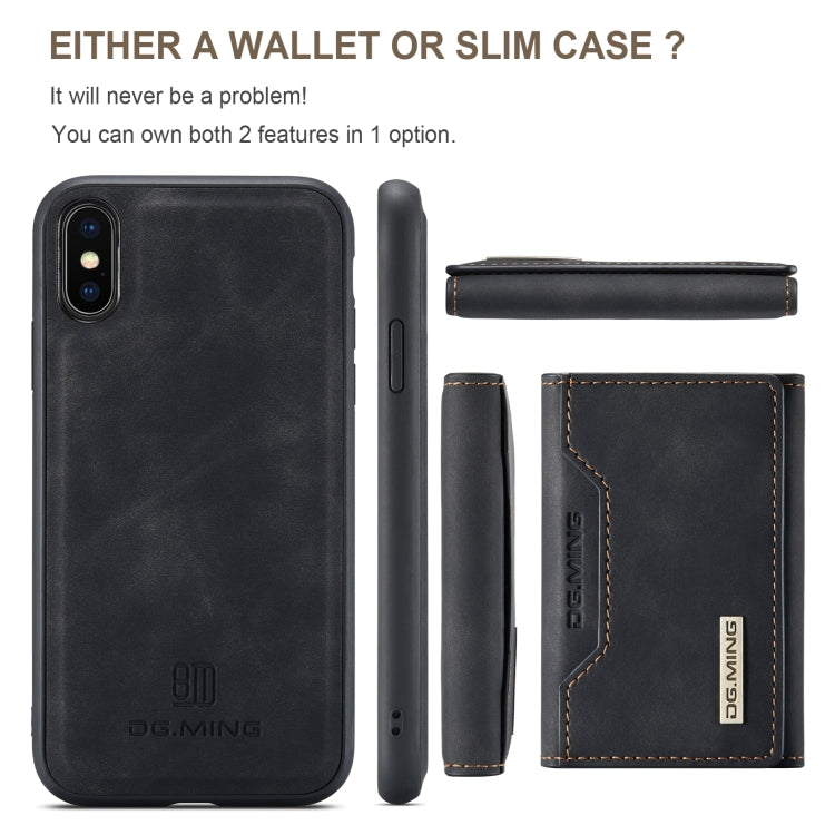 DG.MING M2 Series 3-Fold Multi Card Bag Back Cover Shockproof Case with Wallet & Holder Function For iPhone XS(Black) by DG.MING