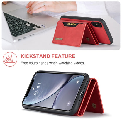 DG.MING M2 Series 3-Fold Multi Card Bag Back Cover Shockproof Case with Wallet & Holder Function For iPhone XS(Red) by DG.MING