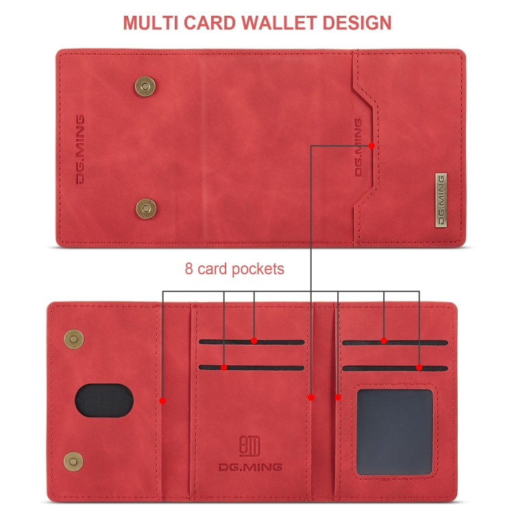 DG.MING M2 Series 3-Fold Multi Card Bag Back Cover Shockproof Case with Wallet & Holder Function For iPhone XS(Red) by DG.MING