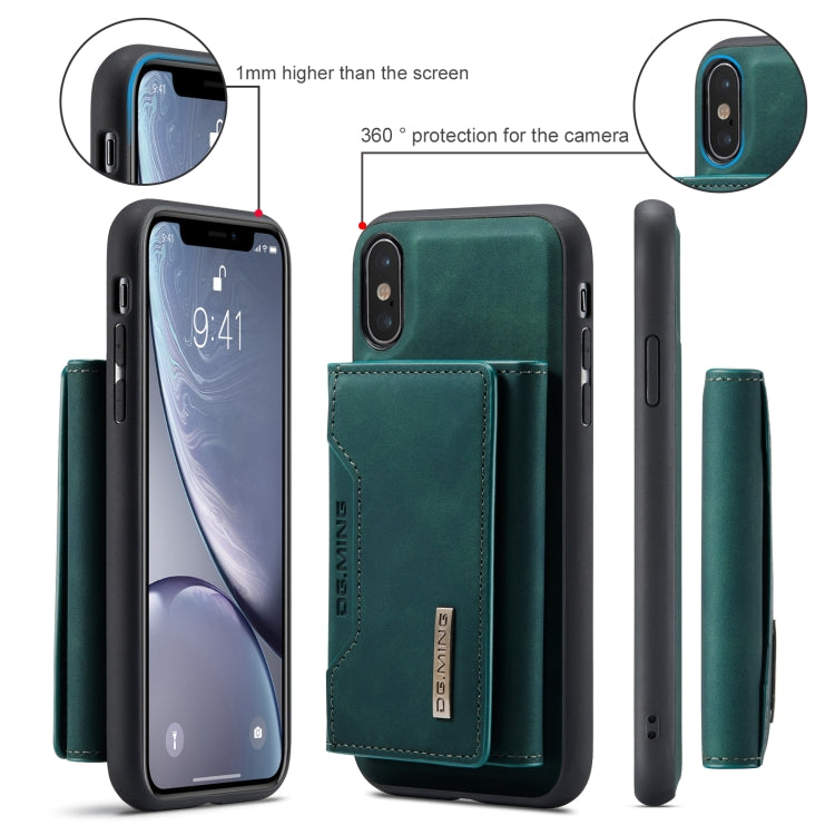 DG.MING M2 Series 3-Fold Multi Card Bag Back Cover Shockproof Case with Wallet & Holder Function For iPhone XS(Green) by DG.MING