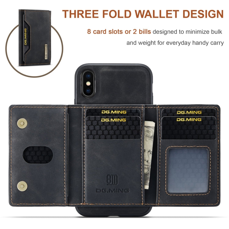 DG.MING M2 Series 3-Fold Multi Card Bag Back Cover Shockproof Case with Wallet & Holder Function For iPhone XS Max(Black) by DG.MING