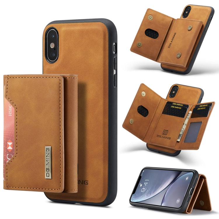 DG.MING M2 Series 3-Fold Multi Card Bag Back Cover Shockproof Case with Wallet & Holder Function For iPhone XS Max(Brown) by DG.MING