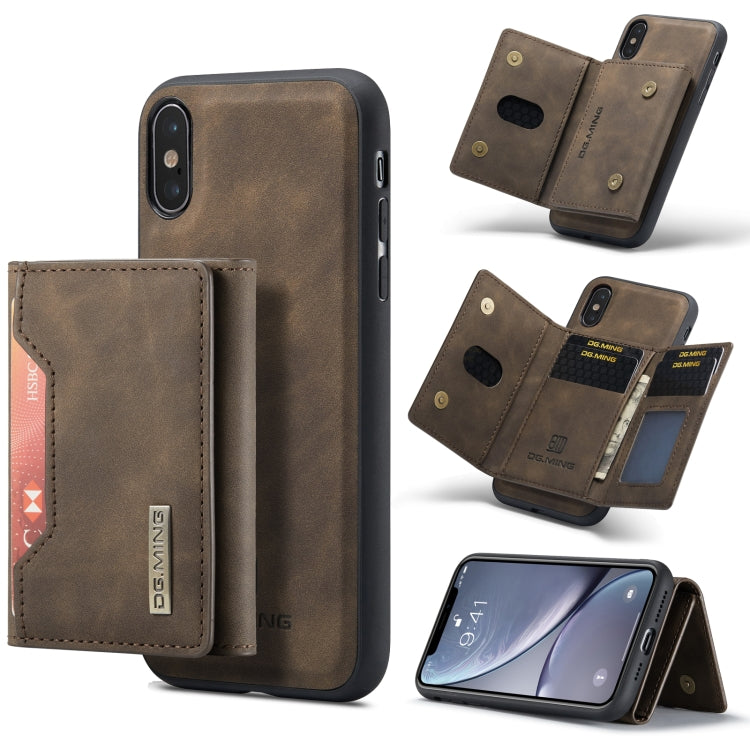 DG.MING M2 Series 3-Fold Multi Card Bag Back Cover Shockproof Case with Wallet & Holder Function For iPhone XS Max(Coffee) by DG.MING