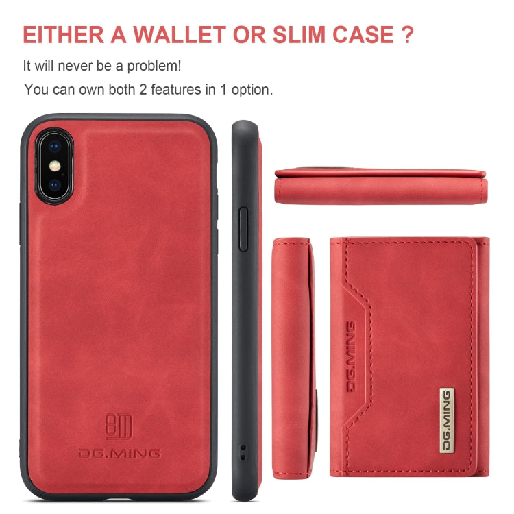 DG.MING M2 Series 3-Fold Multi Card Bag Back Cover Shockproof Case with Wallet & Holder Function For iPhone XS Max(Red) by DG.MING