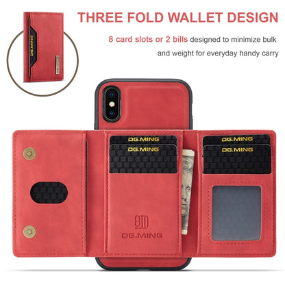 DG.MING M2 Series 3-Fold Multi Card Bag Back Cover Shockproof Case with Wallet & Holder Function For iPhone XS Max(Red) by DG.MING