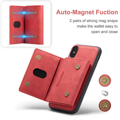 DG.MING M2 Series 3-Fold Multi Card Bag Back Cover Shockproof Case with Wallet & Holder Function For iPhone XS Max(Red) by DG.MING