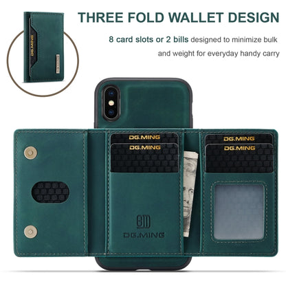 DG.MING M2 Series 3-Fold Multi Card Bag Back Cover Shockproof Case with Wallet & Holder Function For iPhone XS Max(Green) by DG.MING