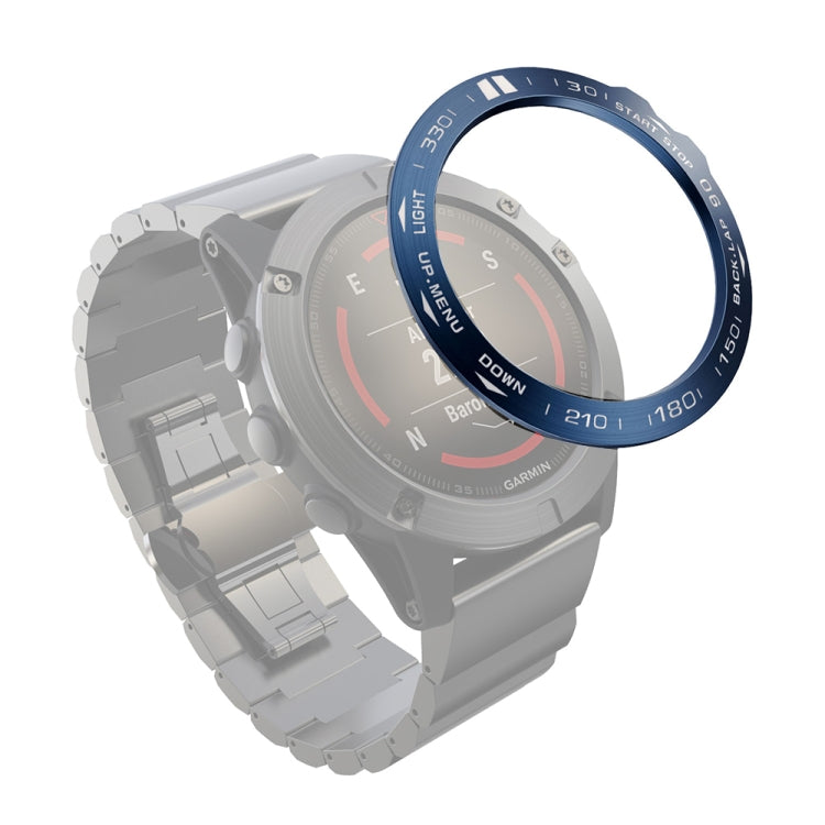 For Garmin Fenix 5X/5X Plus Smart Watch Steel Bezel Ring, B Version(Blue Ring White Letter) by buy2fix