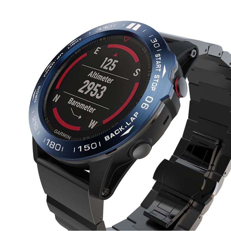 For Garmin Fenix 5X/5X Plus Smart Watch Steel Bezel Ring, B Version(Blue Ring White Letter) by buy2fix