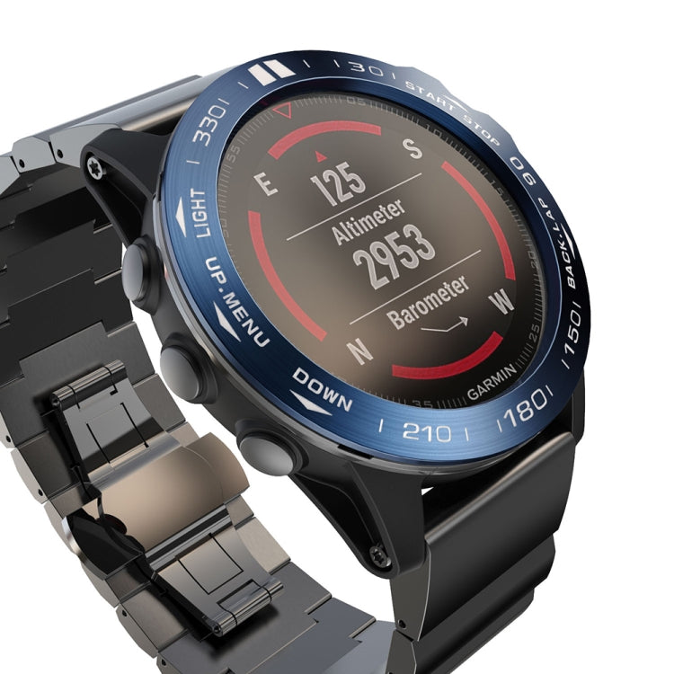 For Garmin Fenix 5X/5X Plus Smart Watch Steel Bezel Ring, B Version(Blue Ring White Letter) by buy2fix