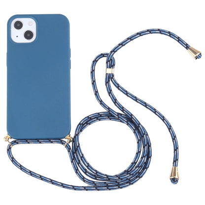 For iPhone 13 mini Wheat Straw Material + TPU Shockproof Case with Neck Lanyard (Blue) by buy2fix