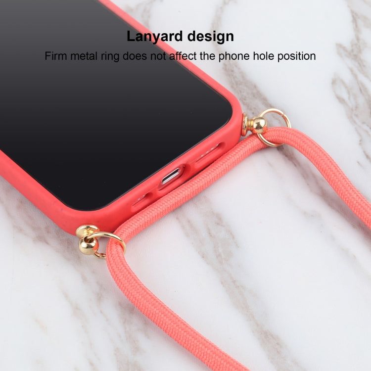 For iPhone 13 Wheat Straw Material + TPU Shockproof Case with Neck Lanyard(Red) - iPhone 13 Cases by buy2fix | Online Shopping UK | buy2fix