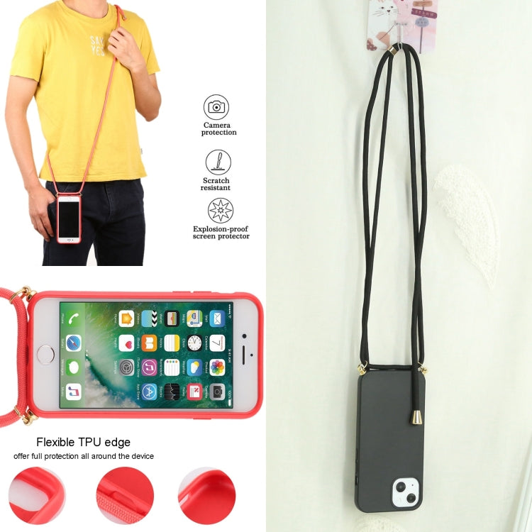 For iPhone 13 Wheat Straw Material + TPU Shockproof Case with Neck Lanyard(Black) - iPhone 13 Cases by buy2fix | Online Shopping UK | buy2fix