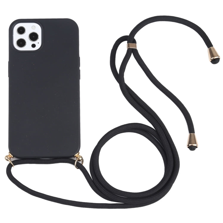 For iPhone 13 Pro Wheat Straw Material + TPU Shockproof Case with Neck Lanyard (Black) - iPhone 13 Pro Cases by buy2fix | Online Shopping UK | buy2fix