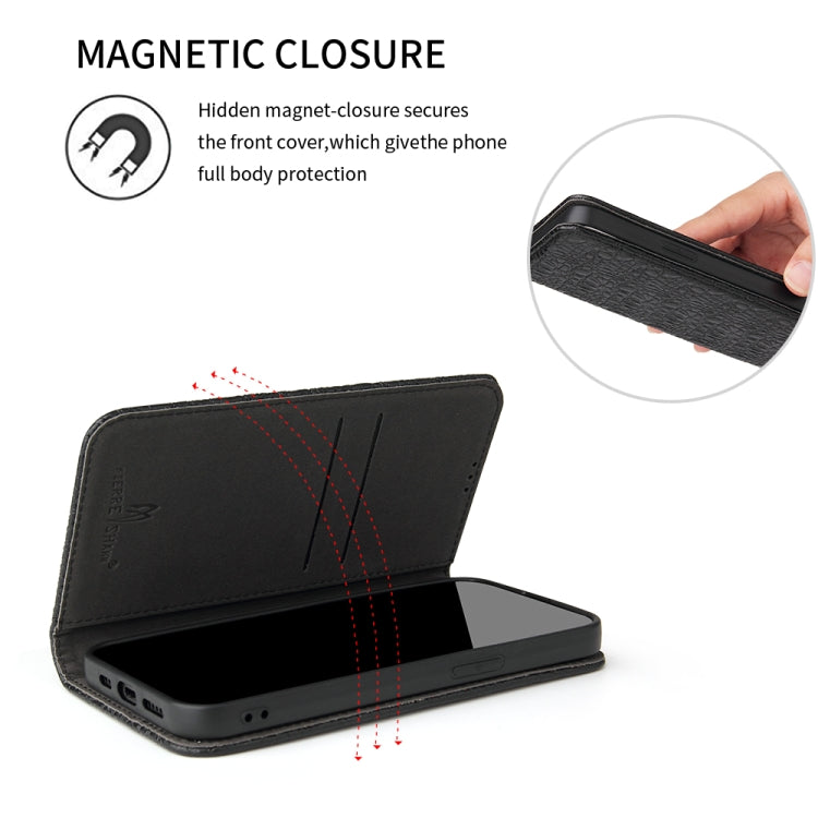 For iPhone 13 mini Fierre Shann Crocodile Texture Magnetic Horizontal Flip Genuine Leather Case with Holder & Card Slot (Black) - iPhone 13 mini Cases by FIERRE SHANN | Online Shopping UK | buy2fix
