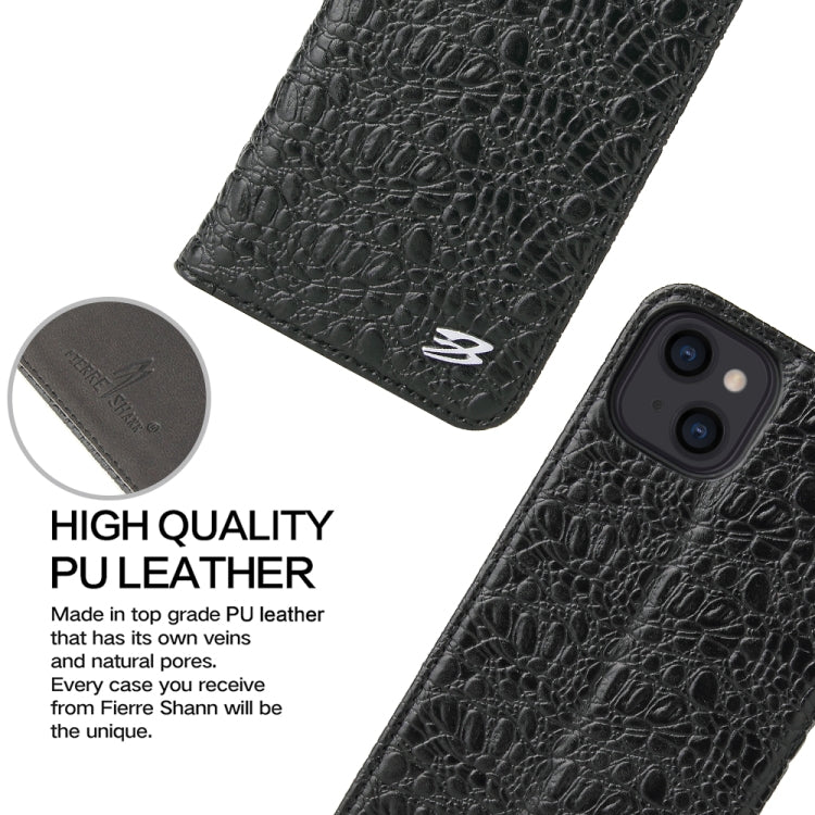 For iPhone 13 mini Fierre Shann Crocodile Texture Magnetic Horizontal Flip Genuine Leather Case with Holder & Card Slot (Black) - iPhone 13 mini Cases by FIERRE SHANN | Online Shopping UK | buy2fix