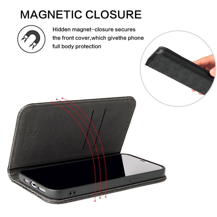 For iPhone 13 Pro Fierre Shann Crocodile Texture Magnetic Horizontal Flip Genuine Leather Case with Holder & Card Slot (Black) - iPhone 13 Pro Cases by FIERRE SHANN | Online Shopping UK | buy2fix