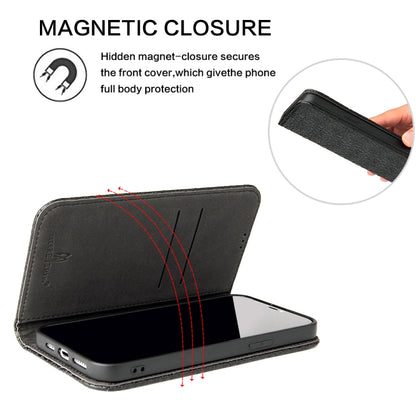 For iPhone 13 Pro Fierre Shann Crocodile Texture Magnetic Horizontal Flip Genuine Leather Case with Holder & Card Slot (Black) - iPhone 13 Pro Cases by FIERRE SHANN | Online Shopping UK | buy2fix