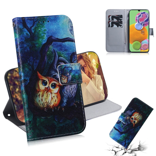 For Galaxy A90 5G Coloured Drawing Pattern Horizontal Flip PU Leather Case with Holder & Card Slots & Wallet(Oil Painting Owl) by buy2fix