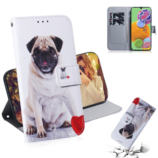 For Galaxy A90 5G Coloured Drawing Pattern Horizontal Flip PU Leather Case with Holder & Card Slots & Wallet(Pug) by buy2fix