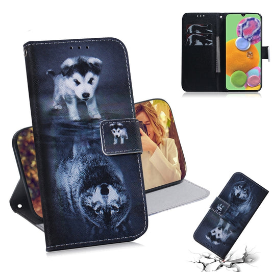 For Galaxy A90 5G Coloured Drawing Pattern Horizontal Flip PU Leather Case with Holder & Card Slots & Wallet(Wolf And Dog) by buy2fix