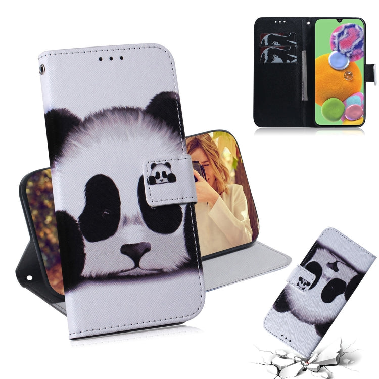 For Galaxy A90 5G Coloured Drawing Pattern Horizontal Flip PU Leather Case with Holder & Card Slots & Wallet(Panda) by buy2fix