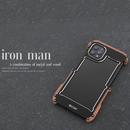 For iPhone 13 R-JUST Ironwood Man Shockproof Metal + Wood Bumper Protective Case - iPhone 13 Cases by R-JUST | Online Shopping UK | buy2fix