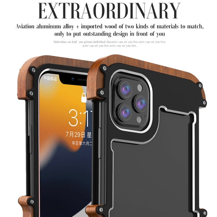 For iPhone 13 R-JUST Ironwood Man Shockproof Metal + Wood Bumper Protective Case - iPhone 13 Cases by R-JUST | Online Shopping UK | buy2fix