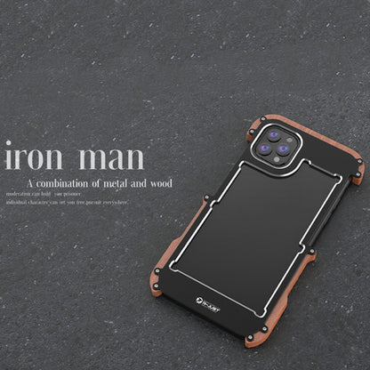 For iPhone 13 Pro R-JUST Ironwood Man Shockproof Metal + Wood Bumper Protective Case - iPhone 13 Pro Cases by R-JUST | Online Shopping UK | buy2fix
