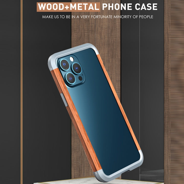For iPhone 13 Pro R-JUST Shockproof Iron + Wood Bumper Protective Case - iPhone 13 Pro Cases by R-JUST | Online Shopping UK | buy2fix