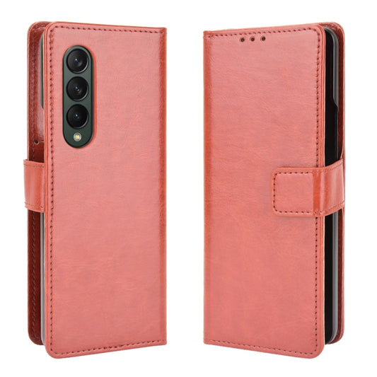 For Samsung Galaxy Z Fold3 5G Crazy Horse Texture Horizontal Flip Leather Case with Holder & Card Slots & Lanyard(Brown) - Galaxy Phone Cases by GKK | Online Shopping UK | buy2fix