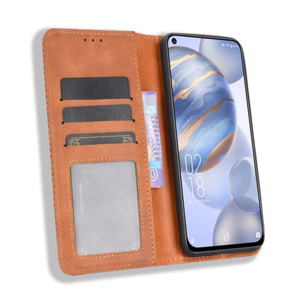 For Oukitel C21 Magnetic Buckle Retro Crazy Horse Texture Horizontal Flip Leather Case with Holder & Card Slots & Photo Frame(Brown) - More Brand by buy2fix | Online Shopping UK | buy2fix