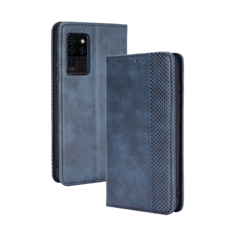 For Oukitel C21 Magnetic Buckle Retro Crazy Horse Texture Horizontal Flip Leather Case with Holder & Card Slots & Photo Frame(Blue) - More Brand by buy2fix | Online Shopping UK | buy2fix