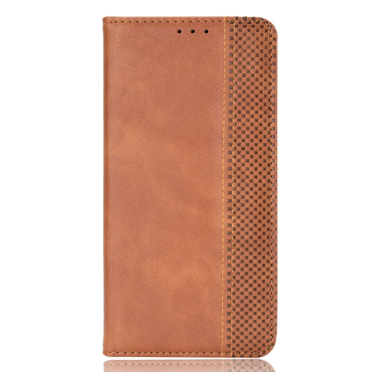 For OnePlus Nord 2 5G Magnetic Buckle Retro Crazy Horse Texture Horizontal Flip Leather Case with Holder & Card Slots & Photo Frame(Brown) - OnePlus Cases by buy2fix | Online Shopping UK | buy2fix