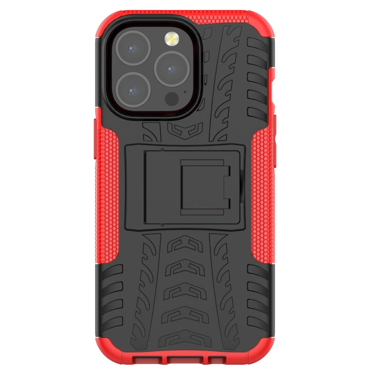 For iPhone 13 mini Tire Texture Shockproof TPU+PC Protective Case with Holder (Red) by buy2fix
