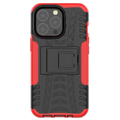 For iPhone 13 mini Tire Texture Shockproof TPU+PC Protective Case with Holder (Red) by buy2fix