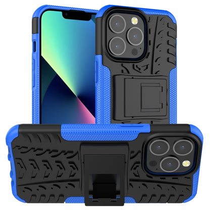 For iPhone 13 mini Tire Texture Shockproof TPU+PC Protective Case with Holder (Blue) by buy2fix