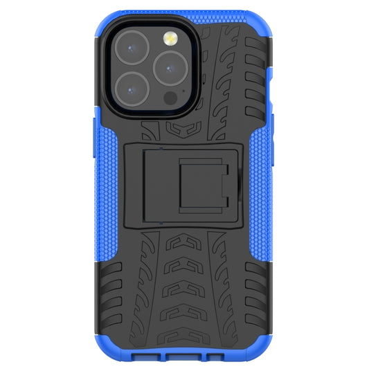 For iPhone 13 mini Tire Texture Shockproof TPU+PC Protective Case with Holder (Blue) by buy2fix