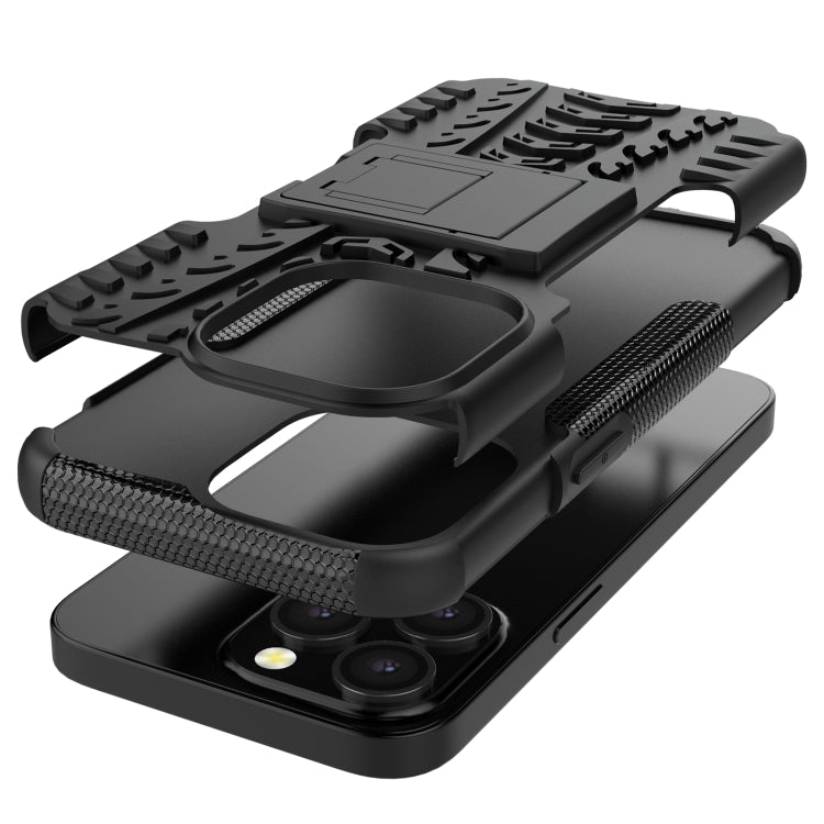 For iPhone 13 mini Tire Texture Shockproof TPU+PC Protective Case with Holder (Black) by buy2fix